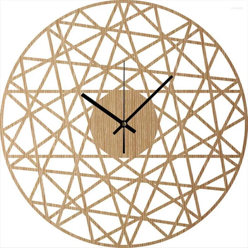 Horloges Murales Horloge Polygonale - Bois Salon Décor À La Maison Moderne Silencieux Chêne Naturel Cadeau Pour