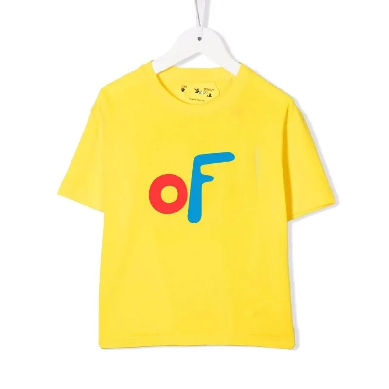 Off Shirt White Boys Boys irréguliers Arrow Girls Summer Offend Sleeve Letter Imprimé doigt lâches pour enfants Toddlers t-shirts au large du t-shirt 172