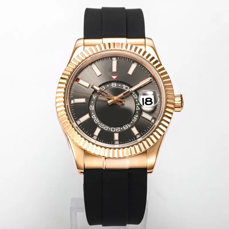 الساعات الزاهية Sky Mens Caijiamin Automatic Watches 42 مم من الهواء ، تاريخ الدوران المزدوج ، تاريخ 904L من الفولاذ المقاوم للصدأ مقاوم للماء مع ساعة معصم مربع Jason 007