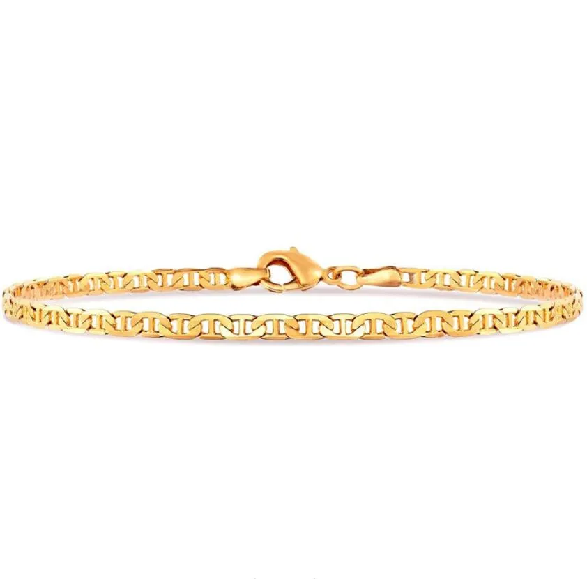 Anklets 4mm Mariner Link Chain Gold Color Anklet 9 10 11 인치 쿠바 발목 팔찌 남성 방수 Kirk22 Drop Delivery JE DH9D2