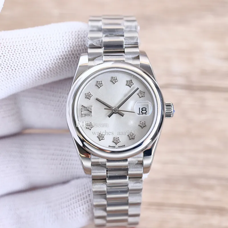 Diamond Ladys Watch Полностью автоматические механические часы 31 -мм ремешки из нержавеющей стали.