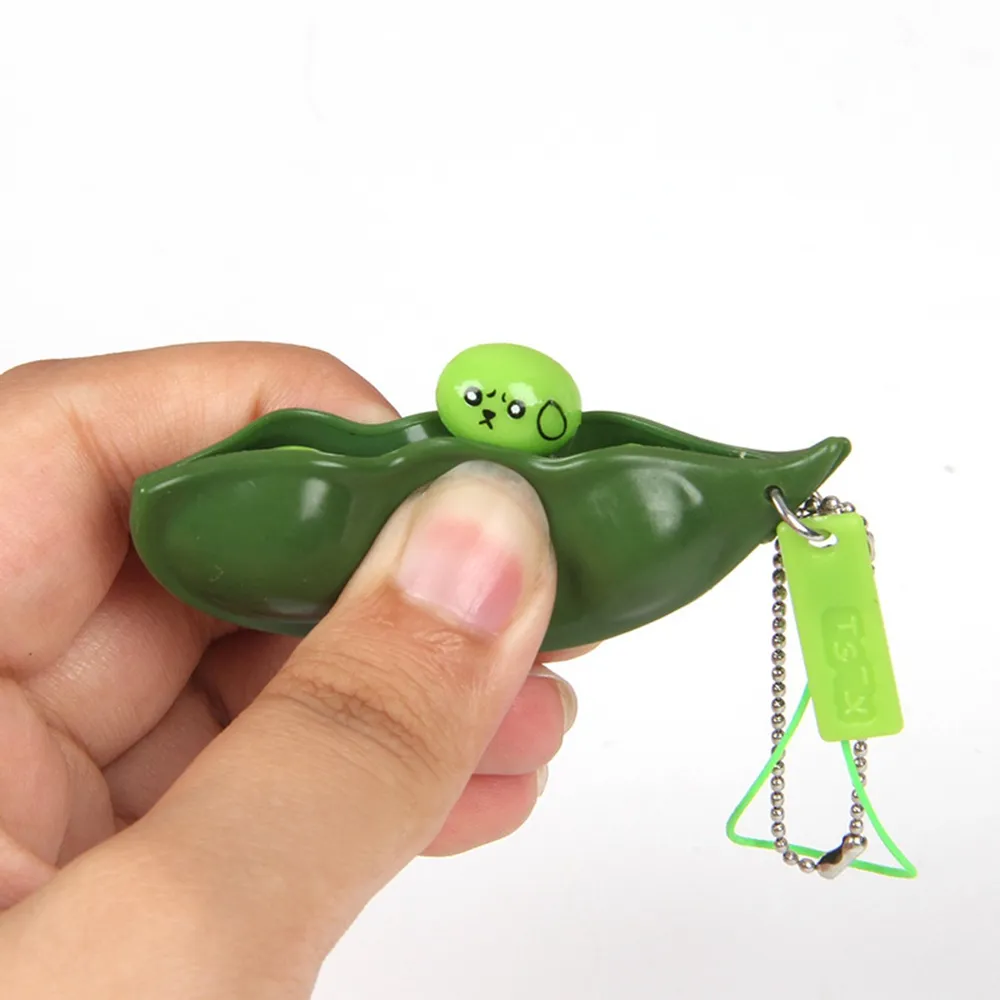 Fidget Toys Pack Bean Decompression Edamame Toys Squishy Soybean Spremere Piselli Fagioli Portachiavi Cute Stress Giocattolo per adulti Portachiavi 1733