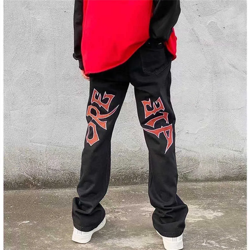 Jeans Masculinos Cyber Y2k Homens Moda Moda Negra Streetwear Letra De Hip  Hop Estrela De Calça Jeans Baixa Calça Jeans Alt Alt Alt Calças De Jeans  Z0225 De $117,27