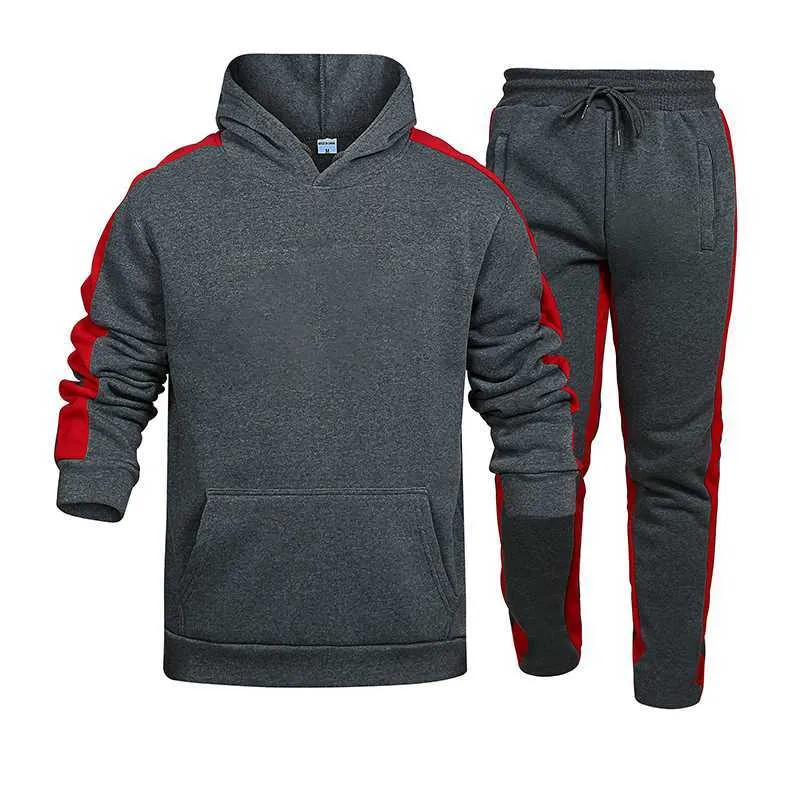 Herren-Trainingsanzüge 2021 Herren-Trainingsanzug 2-teiliges Set Sweatshirt Jogginghose Sportbekleidung Reißverschluss Hoodies Lässige männliche Streetwear-Anzüge Herrenbekleidung Z0224