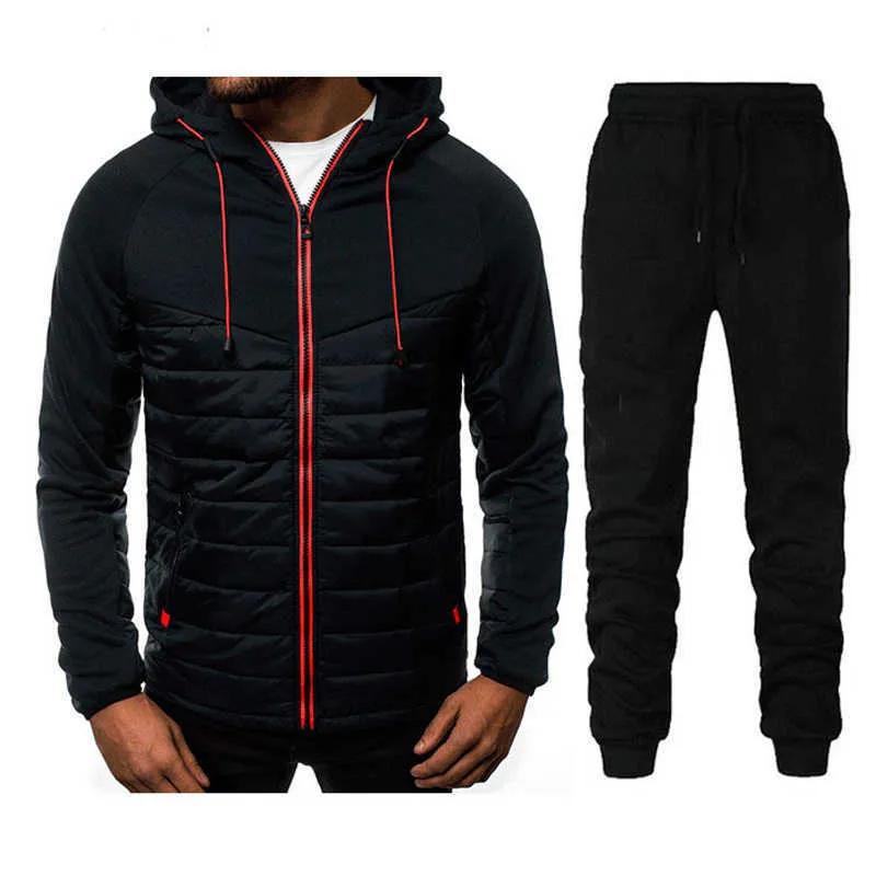 Männer Trainingsanzüge 2021 männer Sets Zipper Hoodie Hosen Zwei Stücke Casual Sport Jogginghose Männer Sportswear Outfit Männlichen Anzug Kleidung z0224