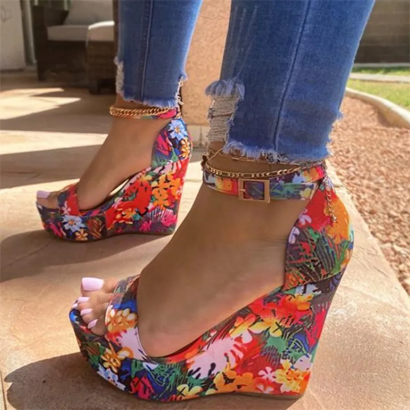 Sandals Sexy Girls Summer Design Party Women Shoes High Heels Buckle Ankle Strap Sandals Women Flowers Open Toe Sandals 230225