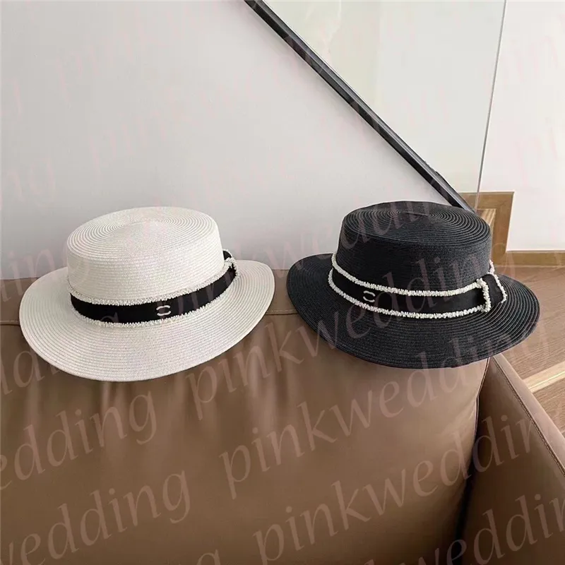 Luxe heren Tophoeden Summer Straw Hat Designer Letter BRIME HAT MET BAND Dames Fashion Flat Cap