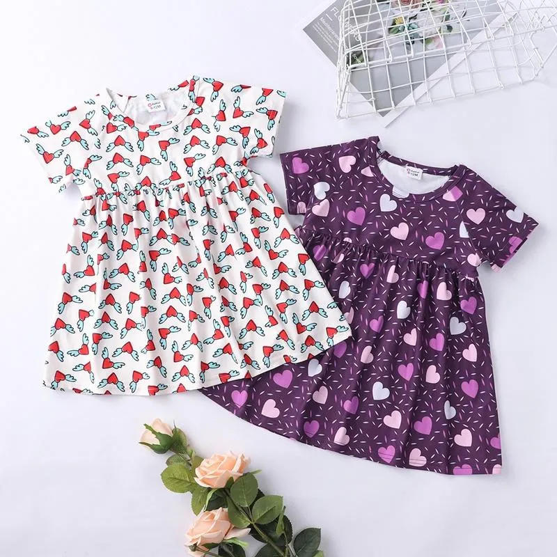 Robes de fille robe de bébé d'été Coton Breatte Love Imprime