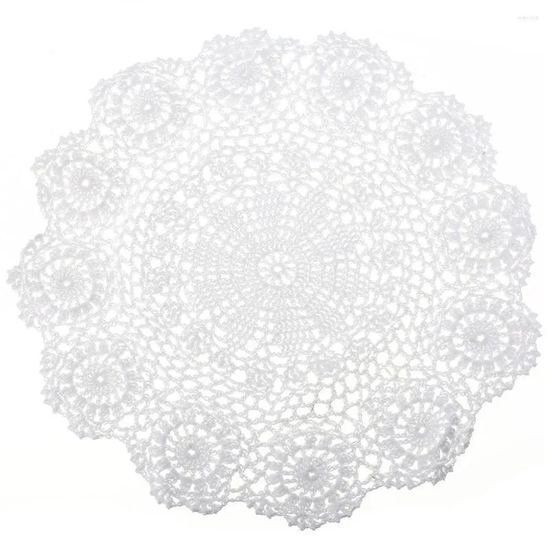 Tapis de table rond coton fait main Crochet dentelle tapis fleur coureur 35 cm pour tasses boissons café décoration