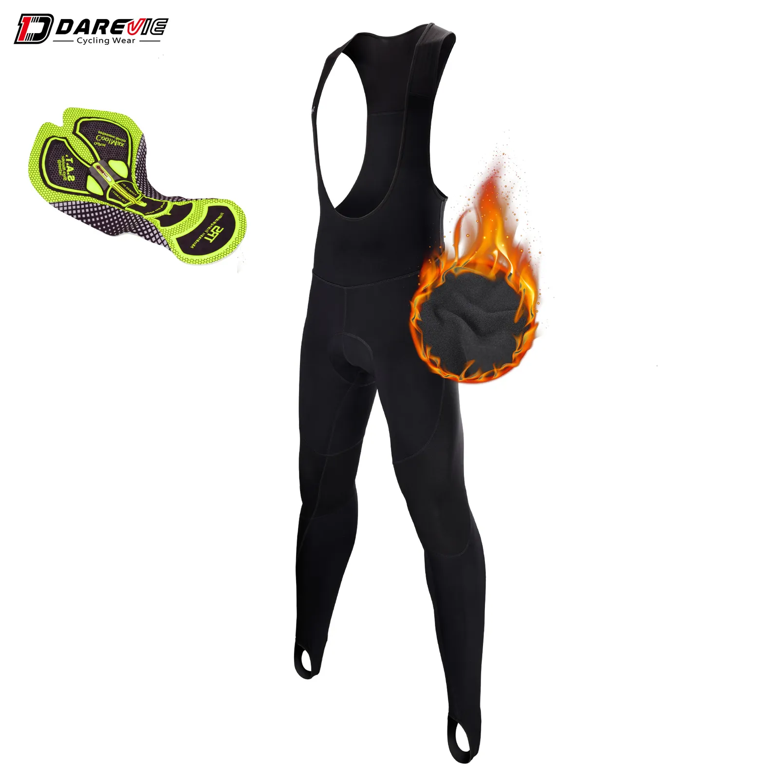 Calças de ciclismo Darevie Ciclismo calça Bibs de inverno Térmico Lão de ciclismo Bibs Tights Gel acolchoado Pro Warm Men's Cycling Bib Long Troushers 230224