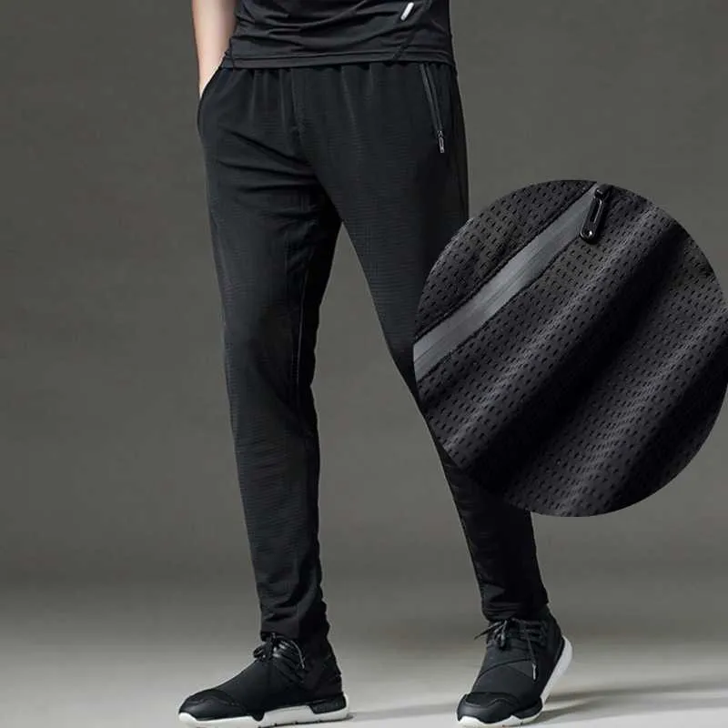 Men's Pants High quality Mesh hole Fitness Sports Pants Men Elastic Breathable Sweat Pants Running Training Pants Gym Basketball Trousers Z0225
