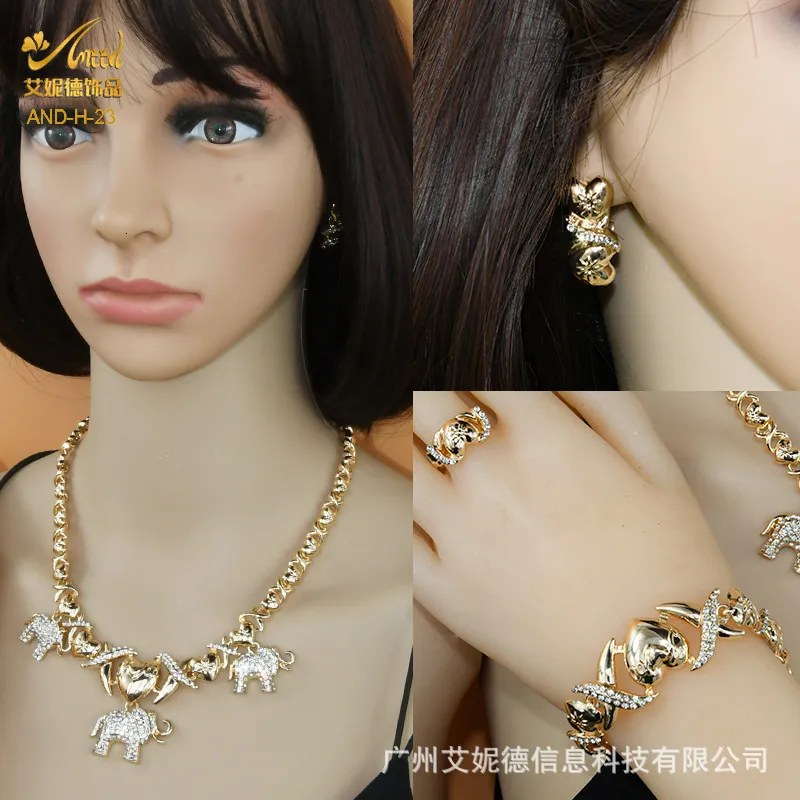 Dubai Gold Jewelry Sets Nigerian Wedding African Beads Crystal Bridal Jewellery Set Ethiopian Jewelry parure 210619266h