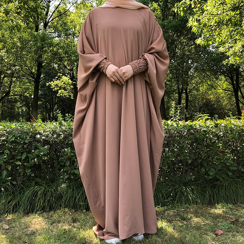 Etnische kleding drop vlinder bescheiden abaya hoogwaardige ramadan eid elastische pols maxi jurk nida abaya moslimgebed islamitische kleding 230224