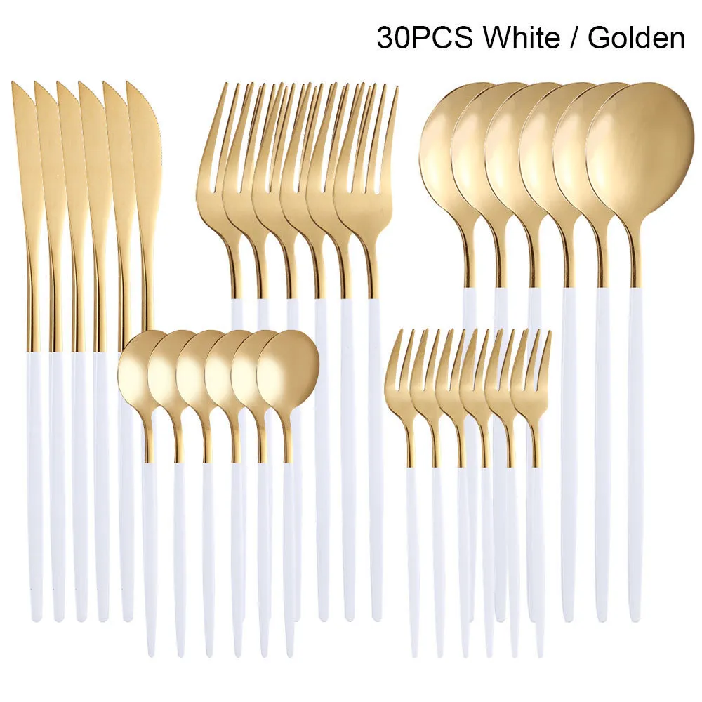 Dinnerware Sets 24Pcs30pcs Wedding Supplies Kitchen Dinnerware Tableware Spoon Fork Knife Set Washing Utensils Cutlery Lunch Of Dishes Complete 230224