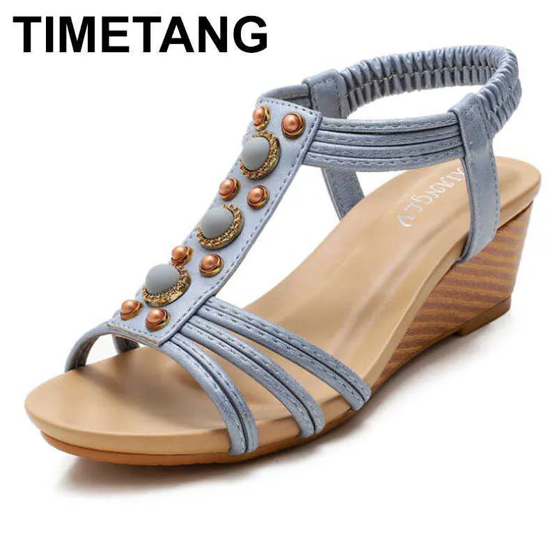 Sandals timetang shlow shlow com sandálias femininas verão novo estilo europeu e americano retro casual sandálias selvagens romanas z0224