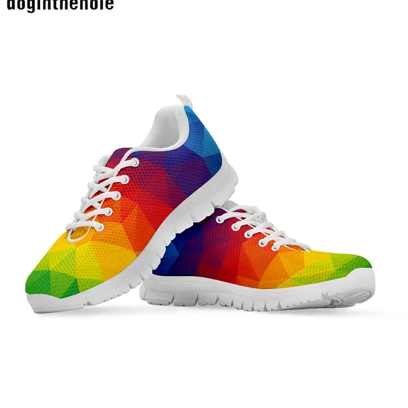 Dress Shoes Doginthehole Men's Sneakers Fashion Streetwear for Men Rainbow Flag Pride Pattern Flats Comfortable Sports 230225