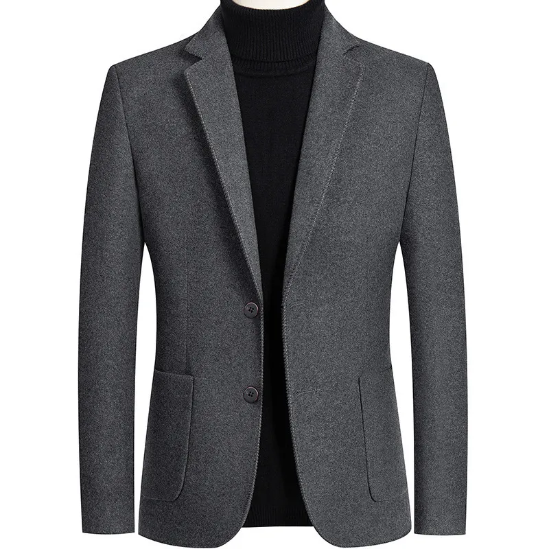 Mezclas de lana para hombres parklees gabardina gris otoño hombres calientes chaquetas delgadas sólidas en la oficina vintage blazer blazer sobre abrigo 230225