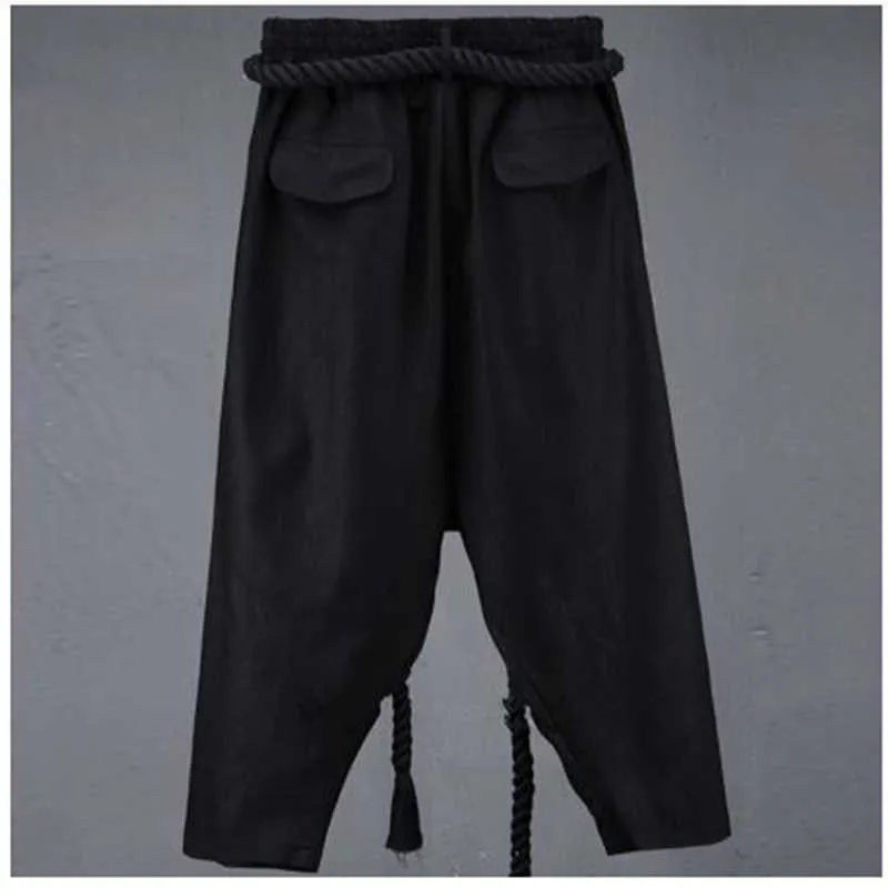 Męskie spodnie Męskie spodnie wiosna i letnie niskie spodnie Kroczy Męskie spodlegowe spodelenki retro culottes Bloomers strój sceniczny Yamamoto Style Z0225