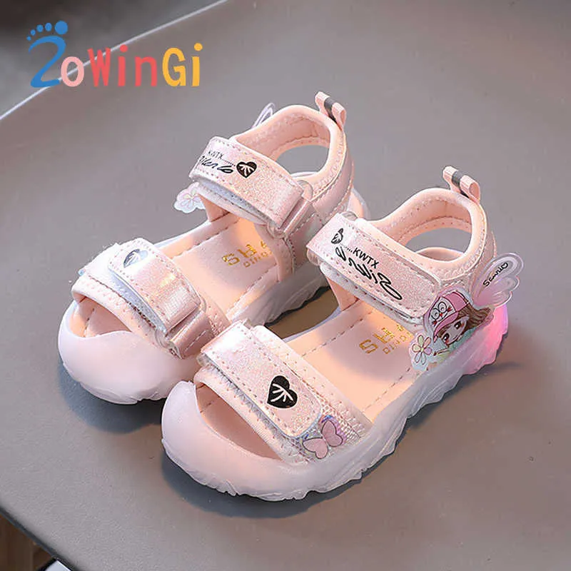 Sandales Taille 2130 Chaussures enfants pour fille sandales enfants chaussures rougeoyantes sandales de gelée enfants chaussures lumineuses pour filles sandales de sport Z0225