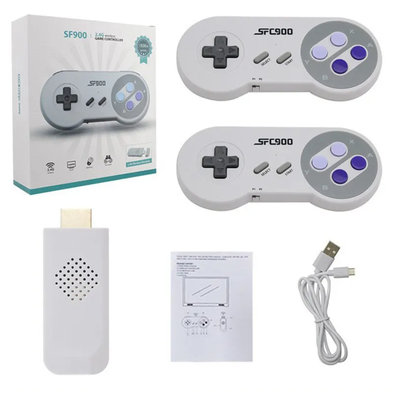 SF900 4K HD لألعاب الفيديو التلفزيونية مضيف Console 2.4G Double Players Wireless Gamepad Controller لـ 16 بت من لوحات المفاتيح TV Retro تدعم 926 لعبة DHL مجانًا