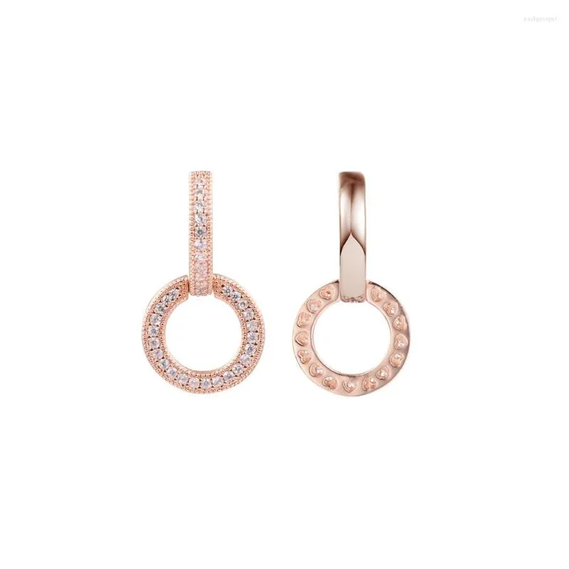Hoop Earrings Rose Gold Sparkling Double Sterling Silver Jewelry For Woman DIY Wedding Party Make Up Accessories