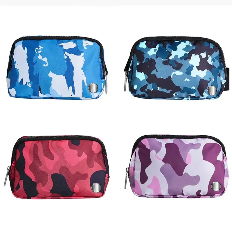 LL Outdoor Camouflage Riem Tassen Vrouwen Mannen Heuptas Met Metalen Gym Elastische Verstelbare Riem Rits Heuptasje 4 Kleuren