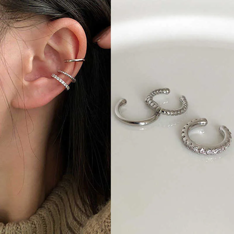 Charm 3st/Set Clips Earring för kvinnor unisex minimalistisk modebroskhoppörhängen set öron manschett falsk piercing klipp på örhängen G230225