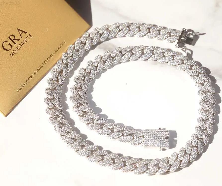 Hotsale Hip Hop Rapper Chain 13 мм шириной с 3 -й серебряным ожерельем D/V/VVS Моссанито