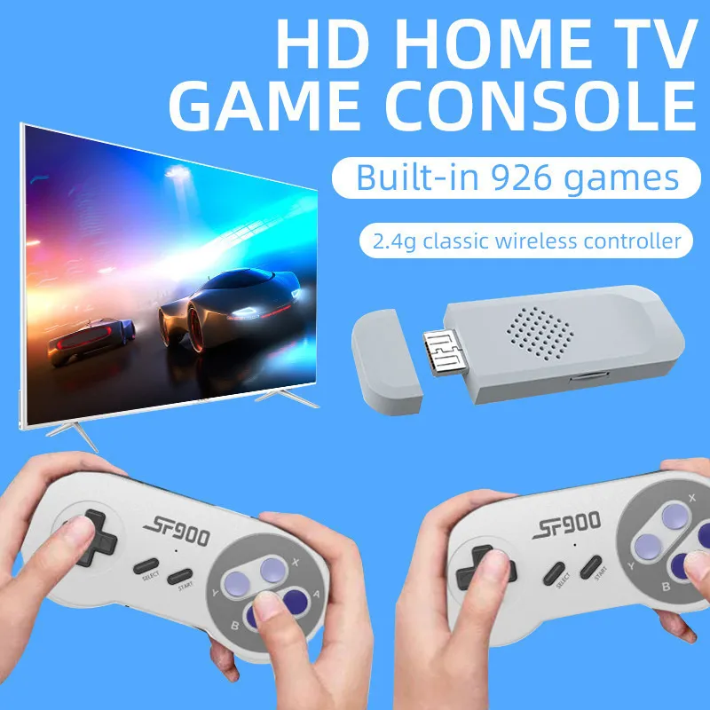 SF900 Game Player 4K HD till TV -videospelkonsol 2.4G Double Players Wireless Gamepad Controller f￶r 16 bitars retro TV -spelkonsoler Dropshipping