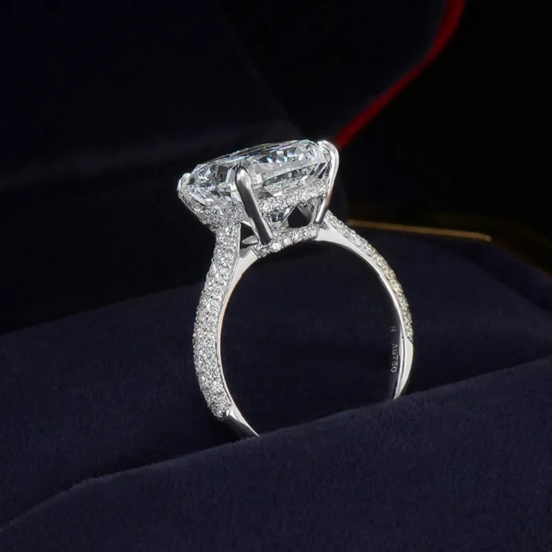 18K Moissanite Ring Square Bright Cut Fashion Rings High Carbon Diamond Rings خاتم زفاف للسيدات للسيدات