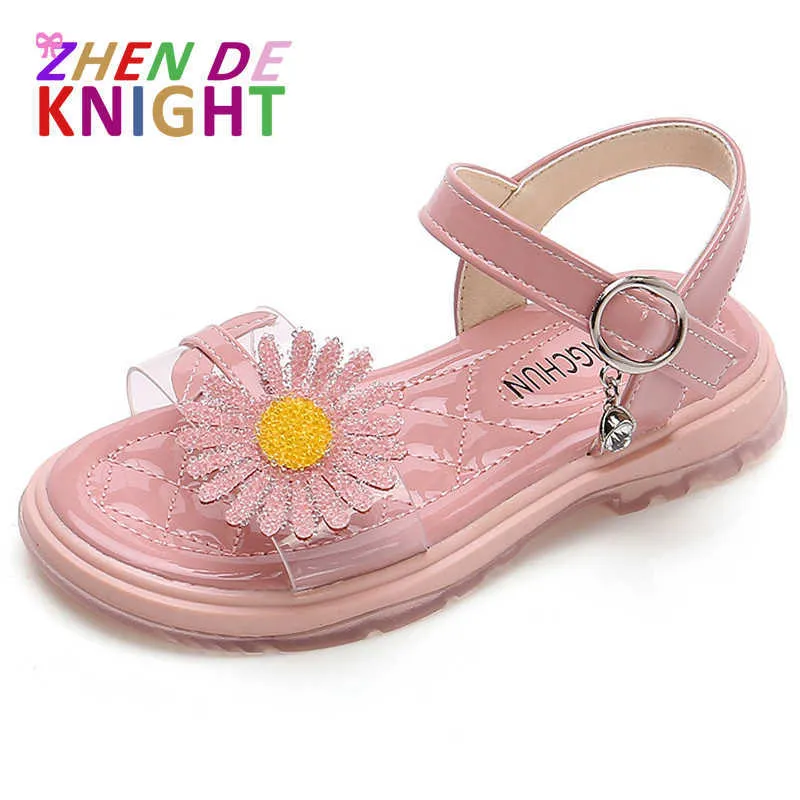 Sandals Girls Sandals Summer New Casual Fashion Sandals Children Princess Sandals Flower Flat Student Kids Beach Shoes Z0225