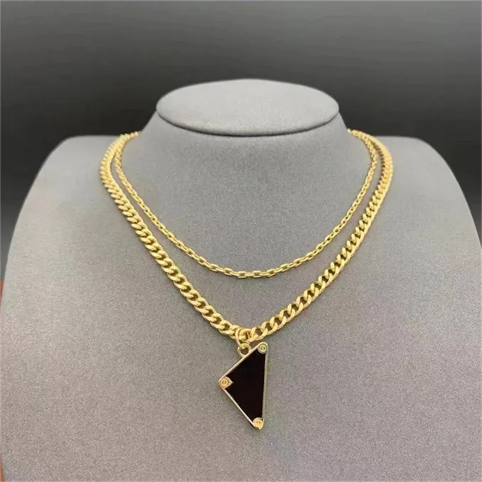 zilveren ontwerper Jewlery Gold Prad ketting Dameshoenketens Eeuwige symboolliefhebbers aangepaste hangerse tennisketen sieraden Zwart witte hanger Triangle kettingen