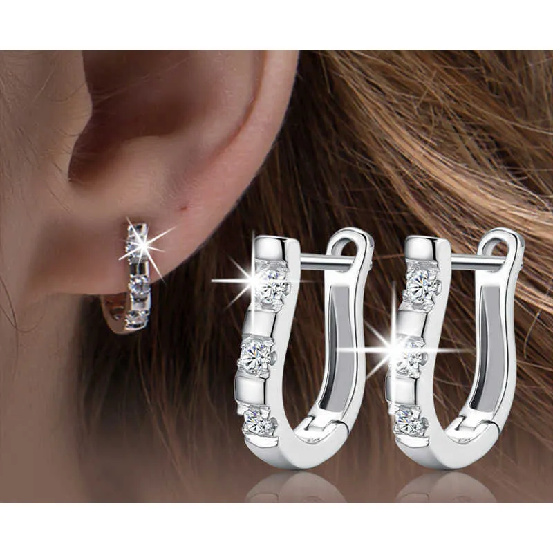 Charme LByzHan authentique 925 en argent Sterling Pendientes boucles d'oreilles harpe Zircon goujons fer à cheval boucles d'oreilles pour les femmes cadeau de mariage G230225