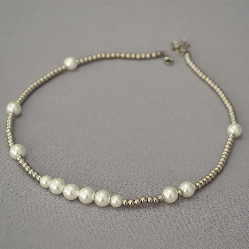 Kedjor unisex pärla och pärlhalsband högkvalitativa glänsande trendiga choker smycken för kvinnliga menchains