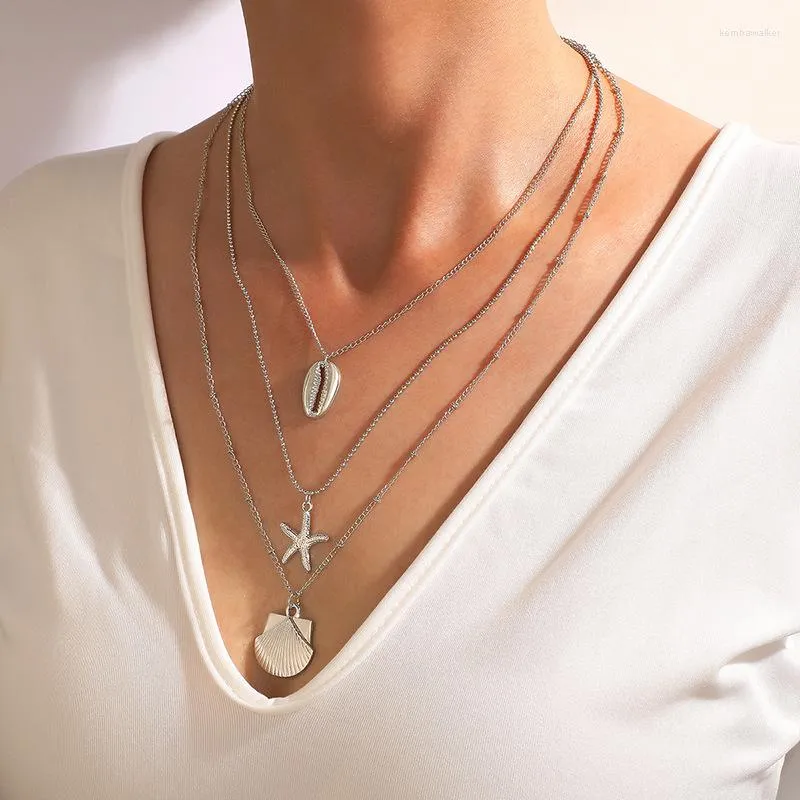 Pendant Necklaces Summer Beach Multilayer Chain Necklace For Women Starfish Shell