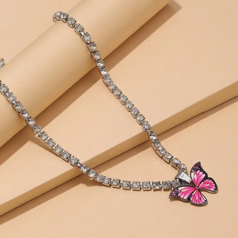 Chains Cross-border Accessories Personality Colorful Claw Chain Necklace Simple Dripping Magic Butterfly Pendant NecklaceChains