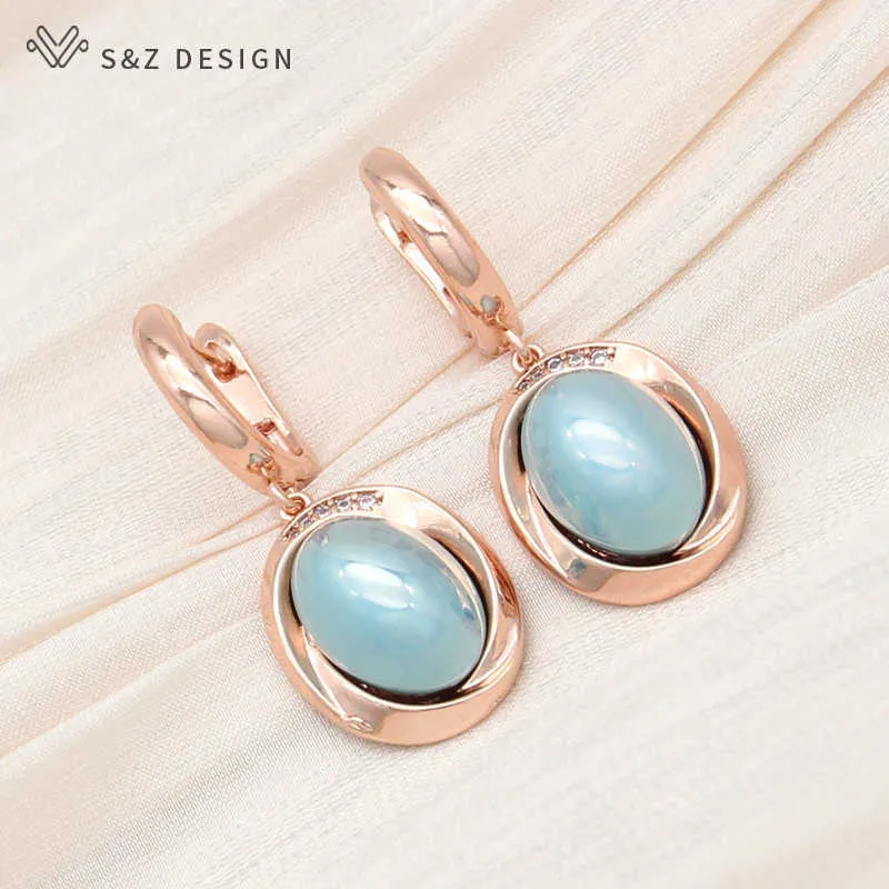 Charm S Z DESIGN New Elegant Egg Shape Simulated-pearl Dangle Earrings For Women Wedding Jewelry Fashion Cubic Zirconia Eardrop G230225