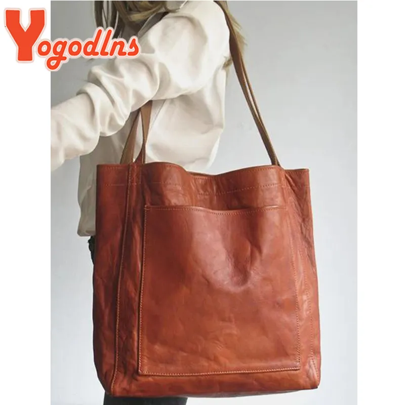 Shopping Bags Yogodlns Luxury Handbag Female Oil Wax Leather Shopping Tote Luxury Bag for Women Large Capacity Top-handle Bag Designer Purse 230225