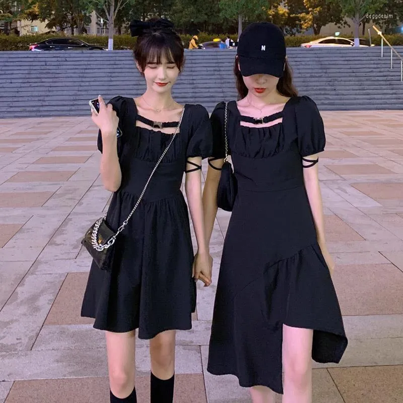 Party Dresses 2023 Fashion Black Preppy Style Short Dress For Women Girl Japanese Kawaii Pleated Mini Summer Clothing Korean Streetwear