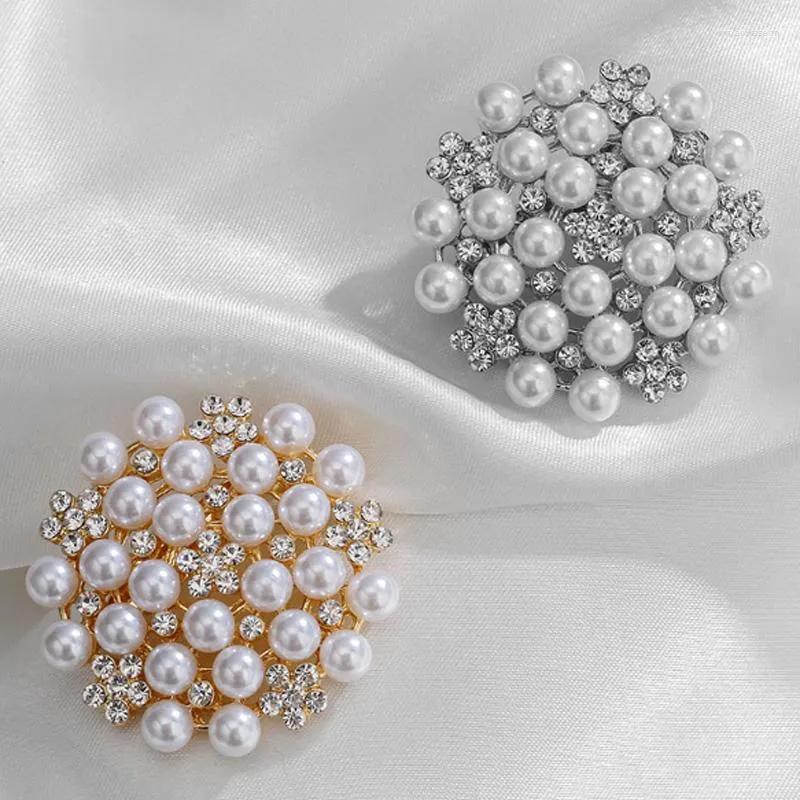 Broszki moda broszka kwiatowa biała imitacja perłowa kryształowy dhinestone kobiety bukiet biżuteria ślubna