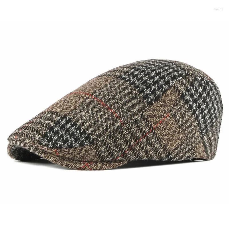 BERETS 2023 ACRYL HERFST WINTER MODE JOKER PLAID KRANTENVERKOPER CAPS PLATTE PET MANNEN EN VROUWEN SCHILDER BARET HOEDEN