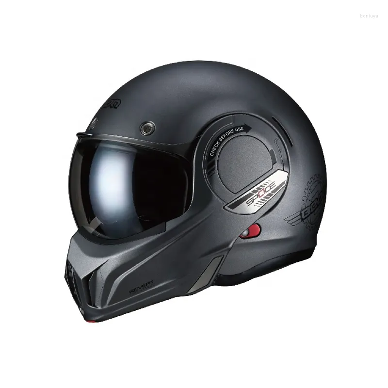 Motorcykelhjälmar beon B707 180 graders omvänd matt svart vänd upp Weilding Motorcykel UV blockerad Sunvisor full ansikte