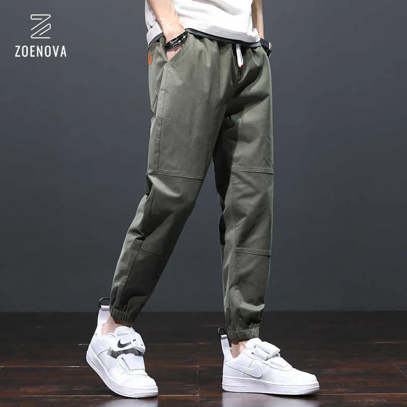 Men's Pants 2021 nouveaux hommes poche Appliques Cargo sarouel pantalon décontracté mâle Hip Hop pantalon homme survêtement armée vert Streetwear hommes Z0225