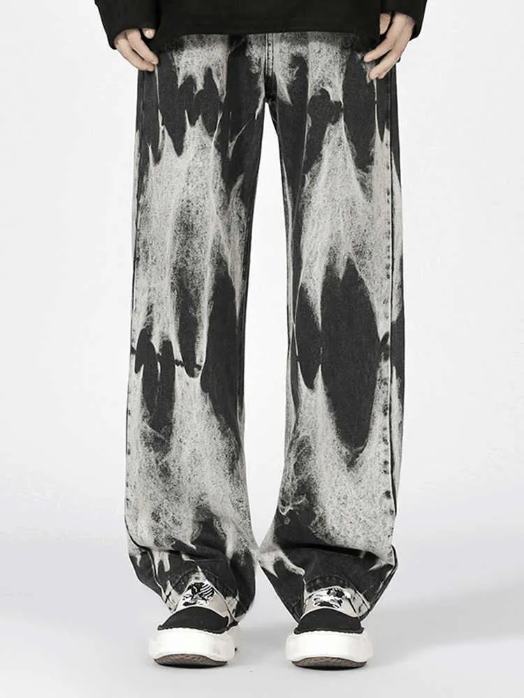 Jeans da uomo Tie dye Jeans sfumati Pantaloni da jogging larghi Pantaloni larghi a gamba dritta Pantaloni larghi Abbigliamento da strada Abbigliamento da strada JEANS Z0225