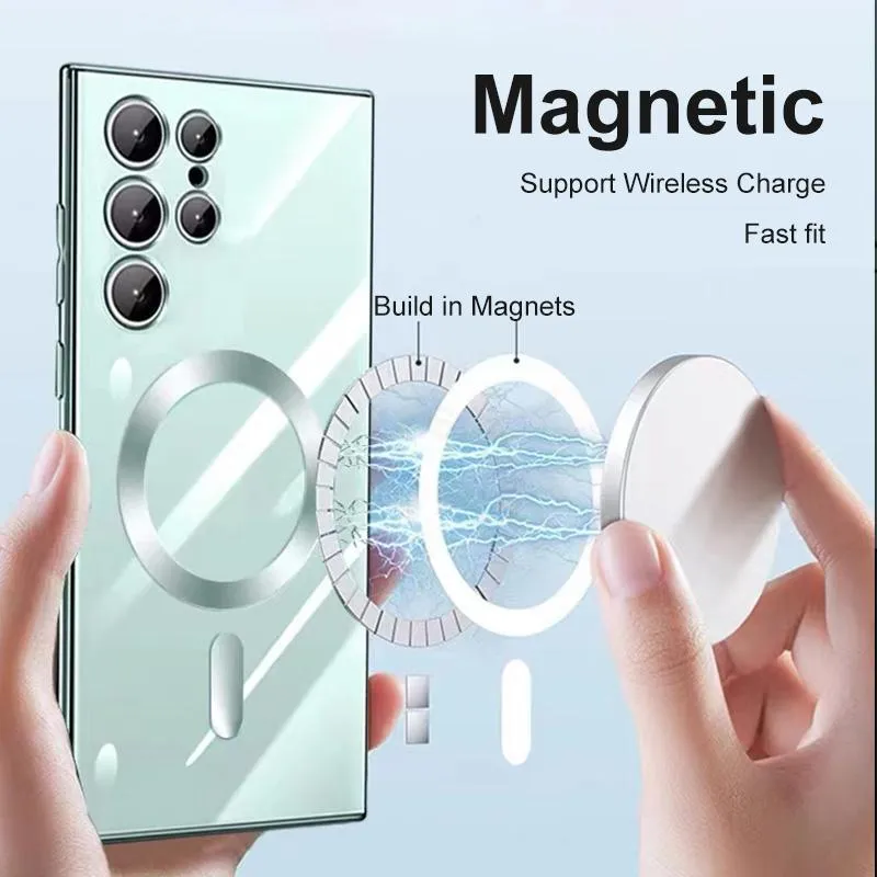 Hülle für Samsung S22 S21 S20 S10 Note20 Magnetischer Kartenhalter für  MagSafe