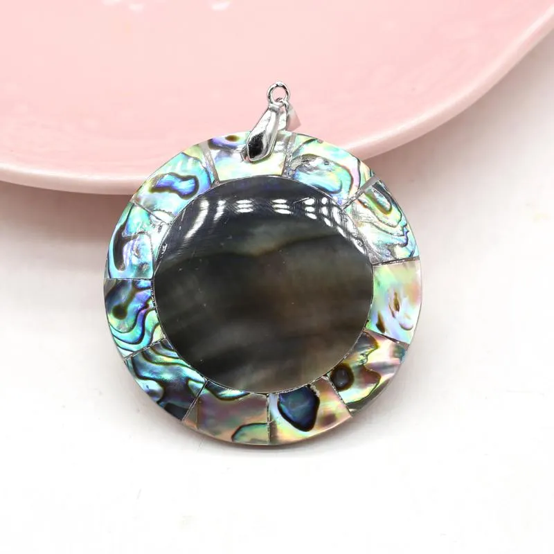 Pendant Necklaces 42mm Natural Abalone Shell Charms Round Shape For Women Making DIY Jewerly Necklace AccessoriesPendant