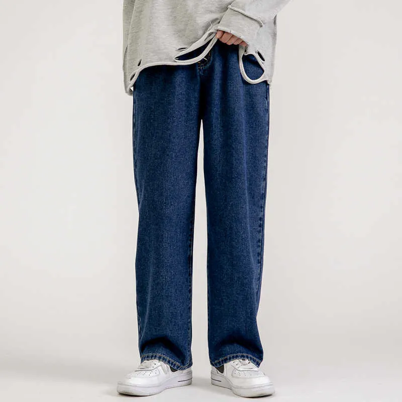 Herenjeans vajaned 2022 Spring Brand High Street Style Boys Girls Straight Loose Jeans Classic Fashion Men's Woman's Denim Wide Leg Pants Z0225