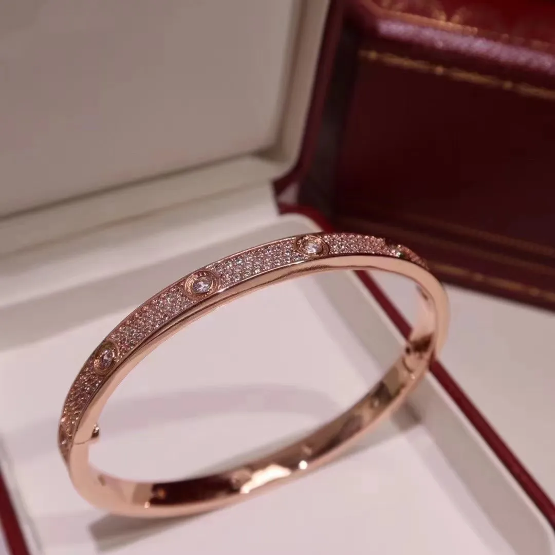 bracciale coppia in oro da donna Bracciale rigido per donnaGioielli di lusso a doppia fila di diamanti con processo di intarsio nascosto ad alta resistenza allo sbiadimento Designer di braccialetti di lusso