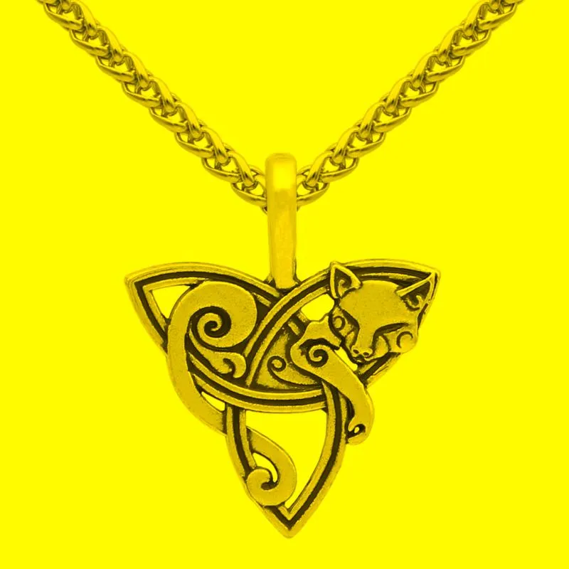 Pendentif Colliers Viking Collier Triquetra Fenrir Animal Hommes Bijoux De Mode Surnaturel Amulette NoeudPendentif ColliersPendentif