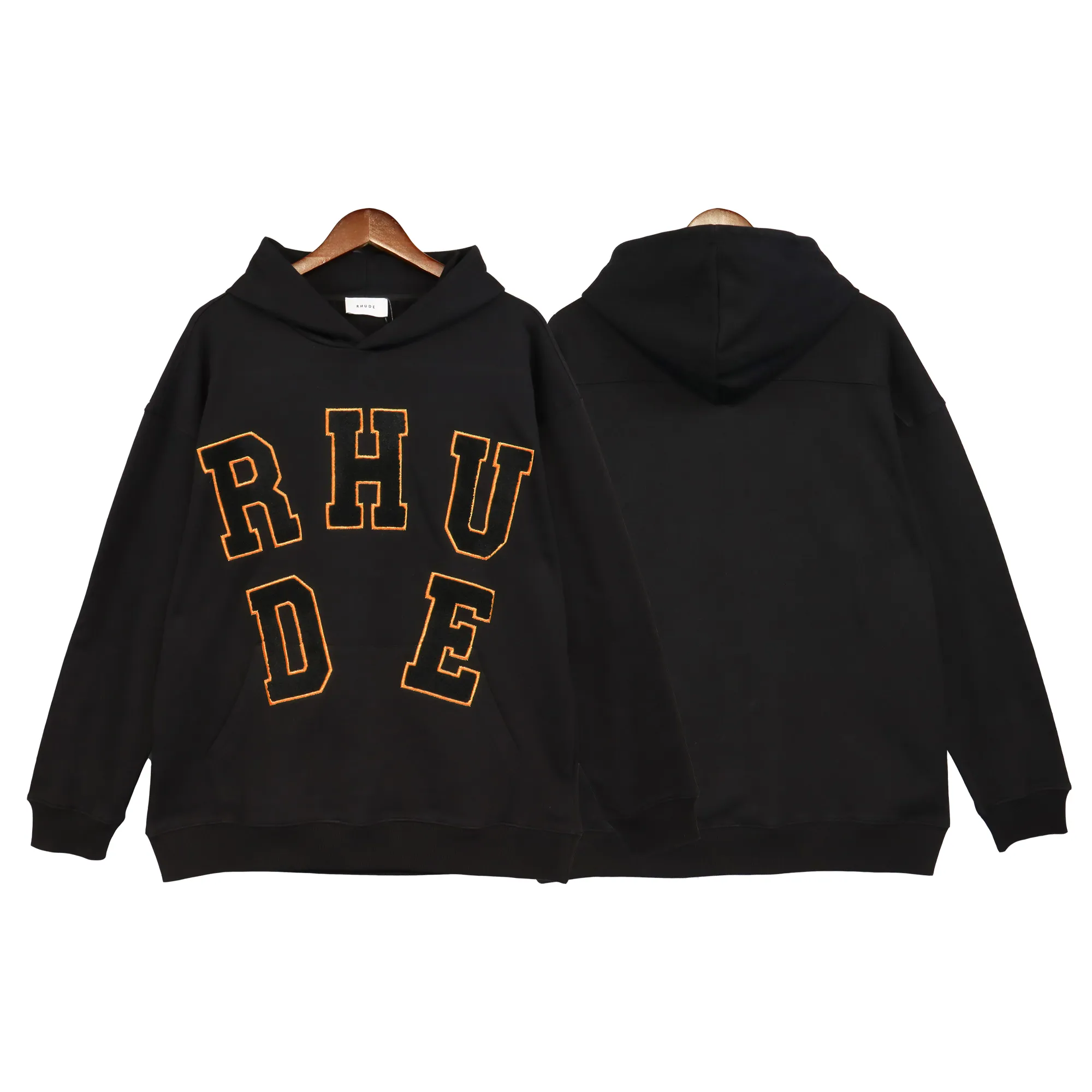 Rhude デザイナー男性パーカーブランド高品質プルオーバースウェットルーズ長袖フード付きメンズスウェットシャツファッションブランドフード付き